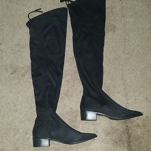 Long knee black booties